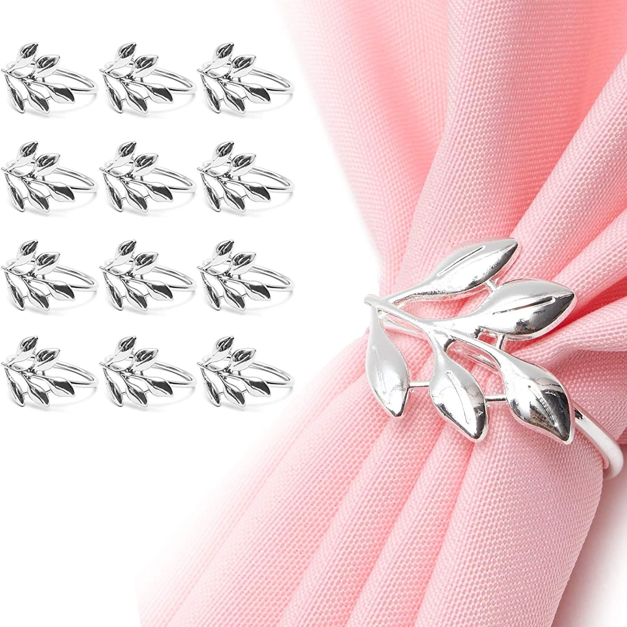Set Of 12 Metal Leaf Silver Napkin Rings Holder For Dinner Table Wedding Event 1 8 Inches Walmart Com Walmart Com