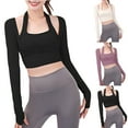 thumbnail image 7 of Women's Cut Out Workout Crop Top Long Sleeve Sports Bra Athletic Shirt Built in Bra Yoga Running Gym Clothes, 7 of 7