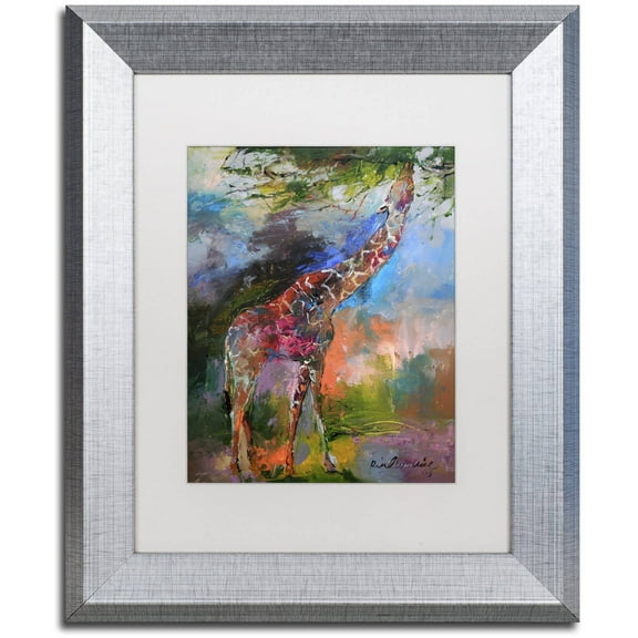 Trademark Fine Art "Giraffe" Canvas Art by Richard Wallich White Matte, Silver Frame
