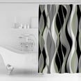 thumbnail image 2 of Polyester Fabric Teal Black Grey Shower Curtain, Modern Moire Geometric Abstract Art, Waterproof Bathtub Curtain Bathroom Decor Set with Hooks 72 x 72 Inches,, 2 of 6