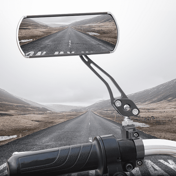 Worgeous Black Aluminum Rearview Mirror for Mountain Bikes, Wide Angle Clear View, Fits 22.2mm Handlebars, and Lightweight