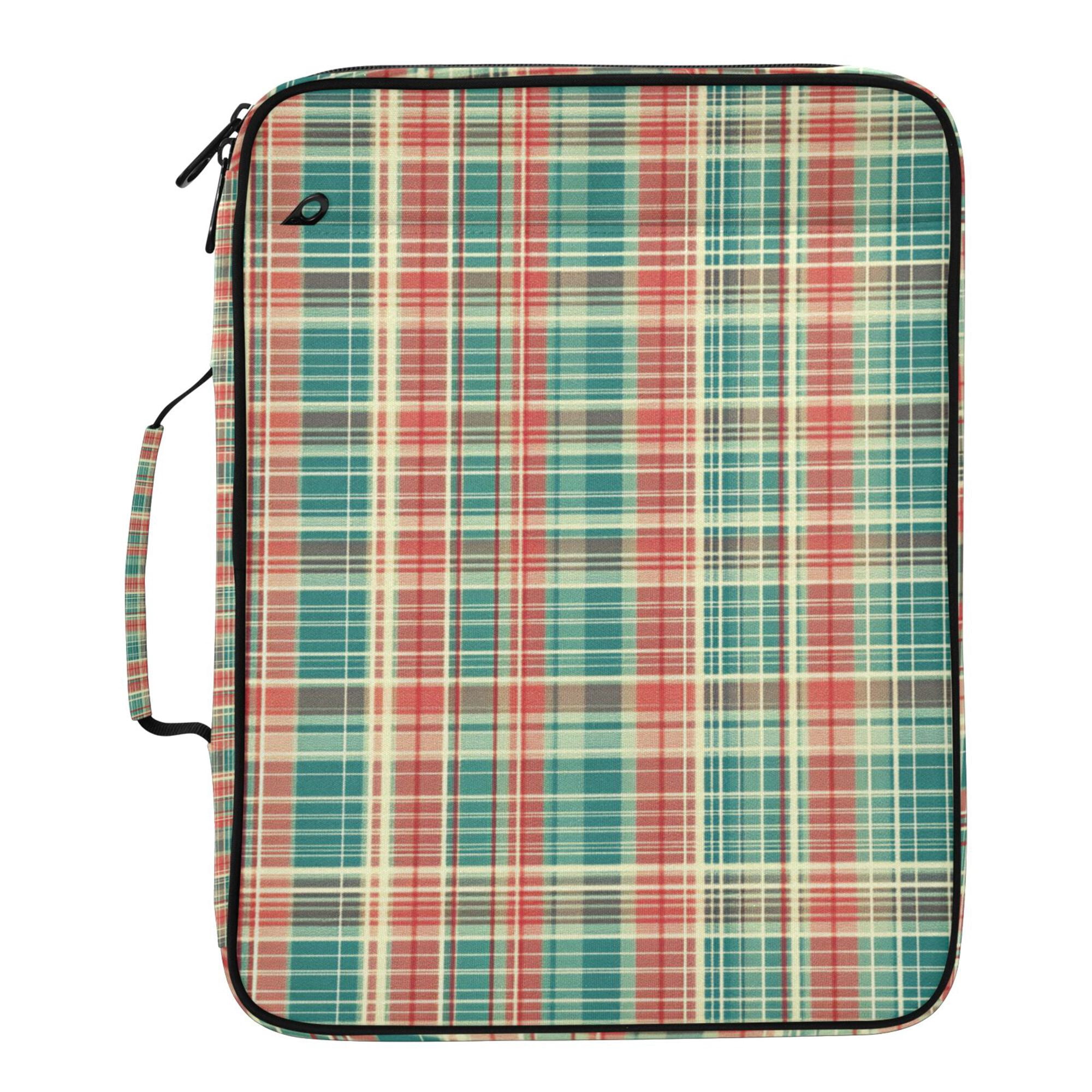 FORMRS Accordion File Folder A4 Size 7-Pocket Expanding Document Organizer Bag with 3 Ring Binder, Red Green Tartan Pattern
