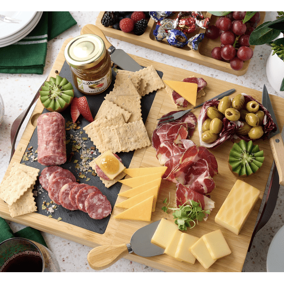 Sergio's Grand Charcuterie Board w/ Stone Slate, Cheese & Pairing Knives & utencils