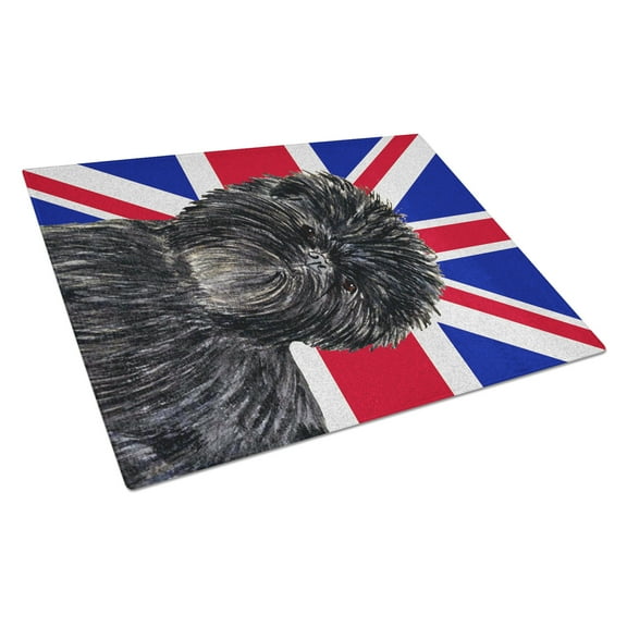Caroline's Treasures Affenpinscher with English Union Jack British Flag Glass Cutting Board Large Size