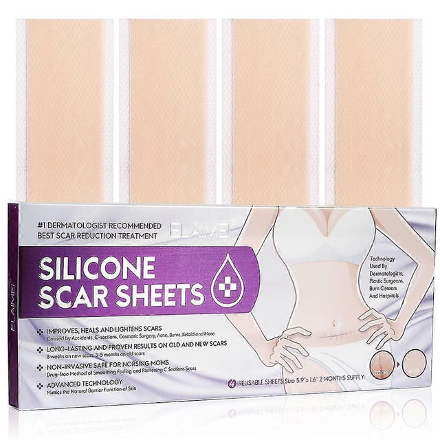 Silicone Gel Surgery Scar Tape | Reusable 4pcs | Skin Correctors | Burn Patch | Lightweight & Multifunctional | Promotes Growth | Skin Accessories