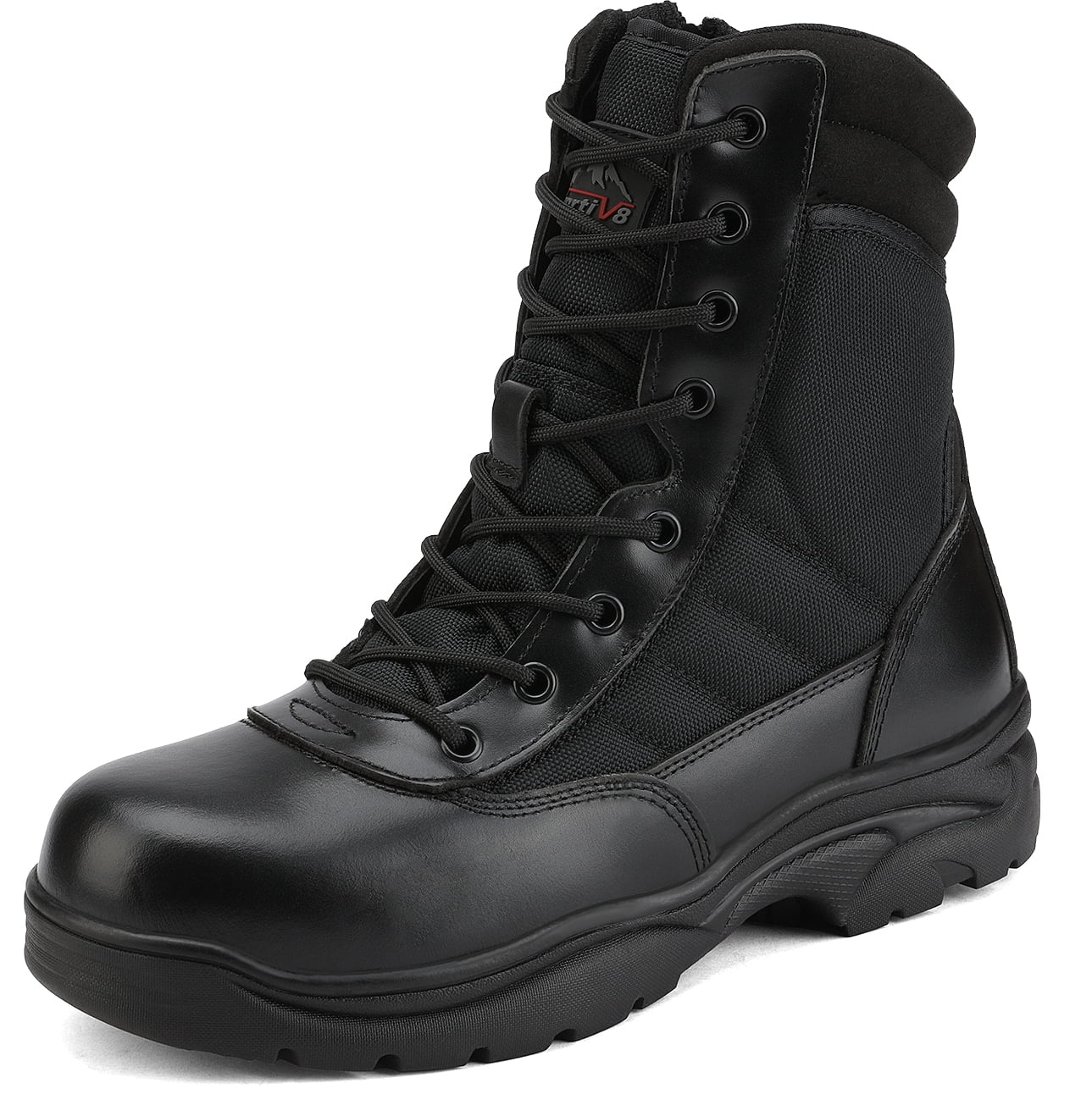 MENS COMBAT POLICE ARMY CADET TACTICAL ZIP STEEL TOE CAP SAFETY WORK BOOTS SHOES 