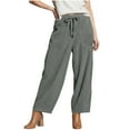 thumbnail image 2 of XFLWAM Womens Corduroy Barrel Pants Drawstring Elastic Waist Wide Leg Baggy Pants Casual Loose Fall Winter Trousers with Pockets, 2 of 9