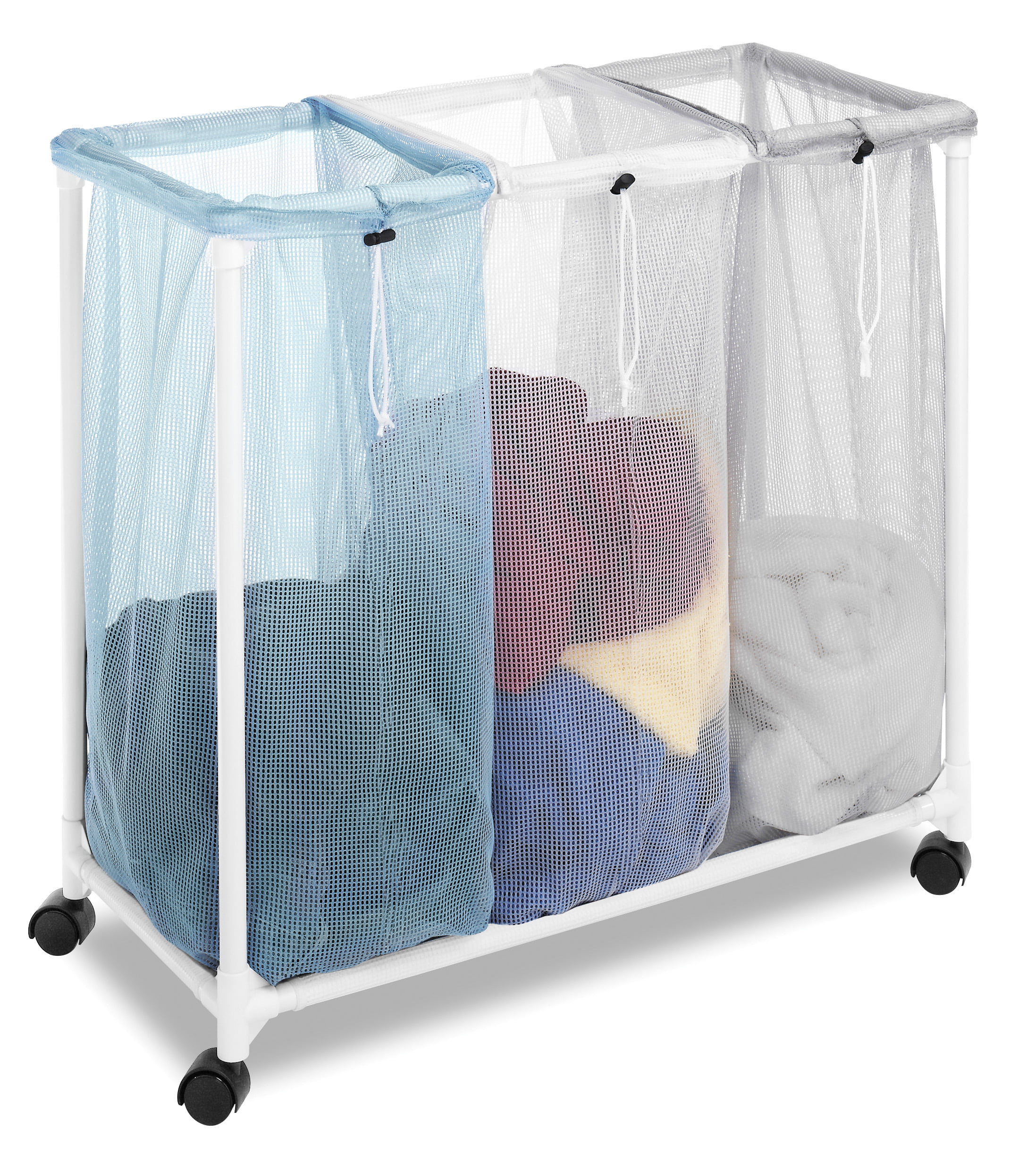 Whitmor Classic Style Mesh Laundry Hamper 24" x 36" Storm Blue Color A102 