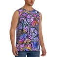 thumbnail image 2 of Bingfone Watercolor Butterflies Pattern Men's Tank Tops Workout Sleeveless Tee Shirts Running Beach Tanks for Men-3X-Large, 2 of 8