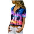 thumbnail image 2 of Womens Tops Dressy Casual Short Sleeve Fshion Casual Print Button Down Shirt Top Basic Cute Shirts L, 2 of 5