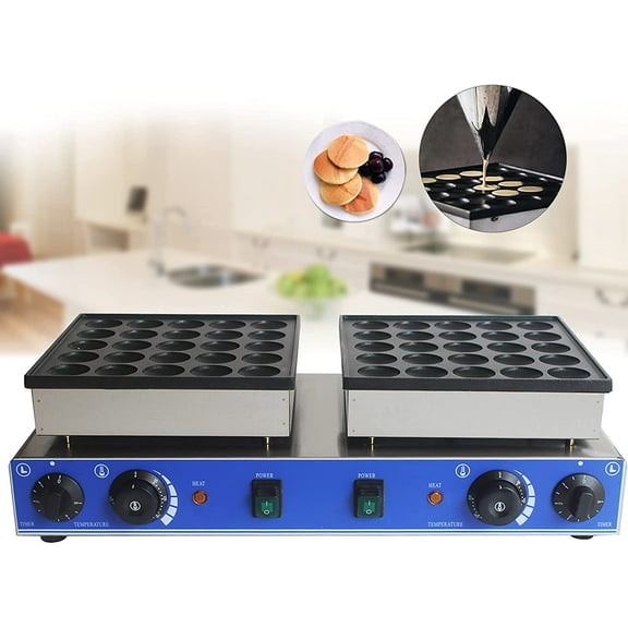 FETCOI Commercial Waffle Maker Machine 50 Holes Mini Dutch Pancakes Maker Stainless Steel Electric Waffle Machine 1600W with 2Pcs Non-stick Pan