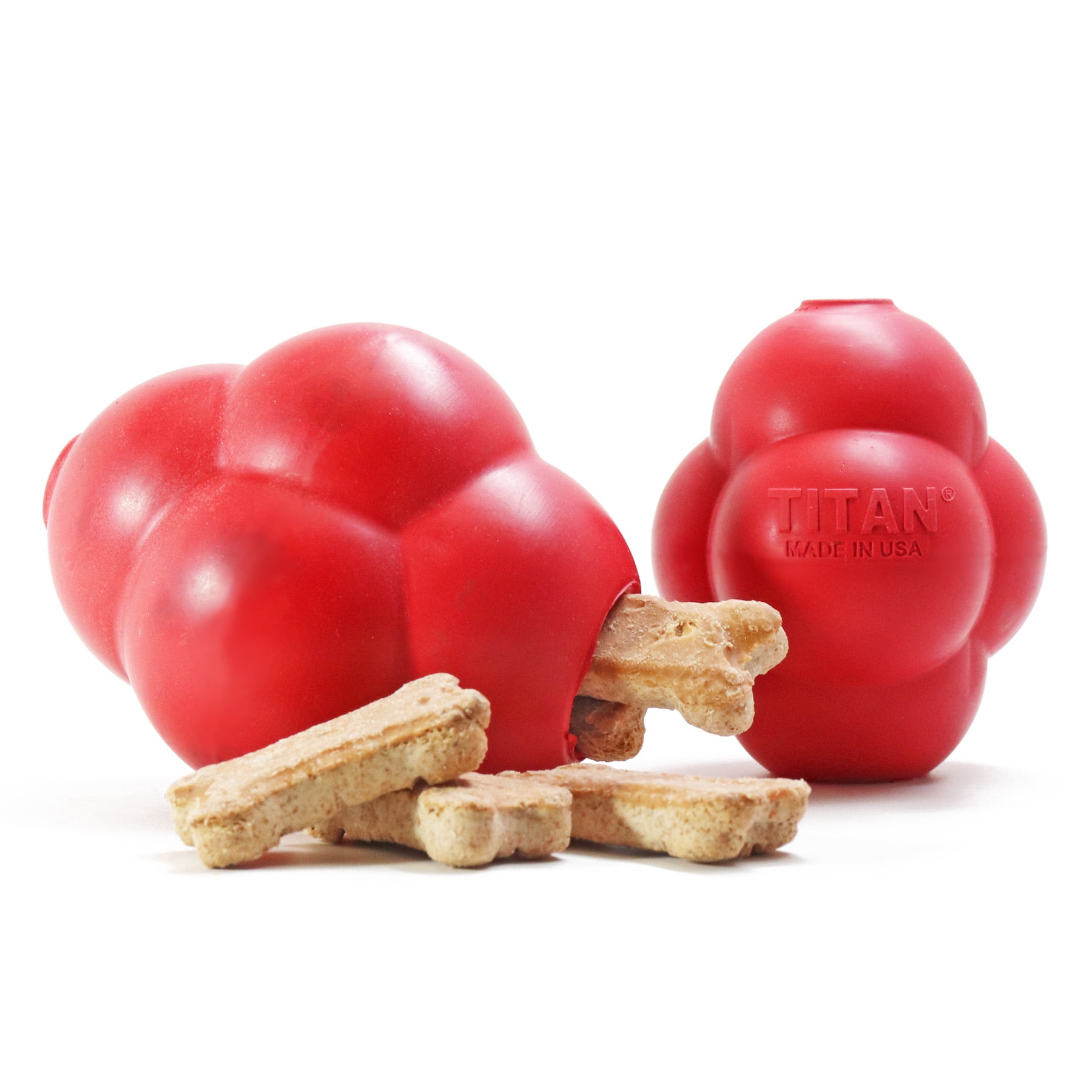 (3 pack) Titan Busy Bounce Durable Rubber Dog Toy, Large, Red