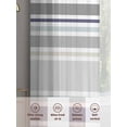 thumbnail image 7 of Gray Stripe Semi Sheer Curtains 84 Inch Length 2 Panels Set, Modern Abstract Art Navy Blue Striped Rustic Sheer Kitchen Curtain Privacy Voile Window Curtain for Living Room Bedroom Rod Pocket Drapes, 7 of 7