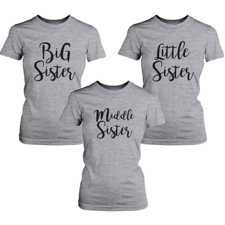 Little Sister Lady's Shirt Short Sleeve Heather Grey Cotton Tee Gift For (Best Christmas Gifts For Little Sister)