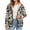 Aztec Cow American Tribal, variant on Brown Cow Print Womens Coats Jackets Lightweight Fleece Jacket Button Down Outerwear Long Sleeve Fleece Lined Jacket with Pockets Comfy Hiking Athletic Outwear Clothes, L