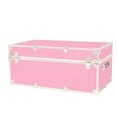 thumbnail image 4 of Rhino Trunk & Case Large Leather Embossed Vinyl Trunk, Summer Camp Footlocker, College Dorm Storage Chest, Bench - Strong Sportsman Trunks, 1000+ Pound Sitting Capacity 32"x18"x14" (Pink), 4 of 9