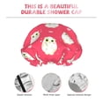 thumbnail image 4 of Cartoon Cute Hamster Rose Red Shower Cap, Reusable Bath Hair Hat for all Hair Lengths Hair Cover with Elastic Band Double Waterproof Layers Bathing Hat, 4 of 5