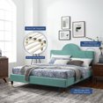 thumbnail image 2 of Platform Bed Frame, Queen Size, Teal Blue, Velvet, Modern Contemporary, Bedroom Master Guest Suite Room, 2 of 10