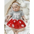 thumbnail image 4 of BemeyourBBs Kids Toddler Baby Girl Baseball Outfit Infant Baby Girls Summer Clothes Cute Bowknot Embroidery Short Sleeve T Shirt Tops Tulle Tutu Skirt Set 2Pcs Toddler Baby Girl Summer Outfit, 4 of 9