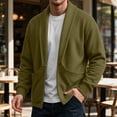 thumbnail image 2 of MXALUOB Men's Cardigan Sweaters Shawl Collar Open Front Long Sleeve Winter Sweater Solid Color Regular Fit Fashion Outerwear for Daily Wear, 2 of 6