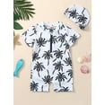 thumbnail image 2 of Wassery Baby Infant Boys One-Piece Cartoon Tree Print Short Sleeve Swimsuit Zipper Rash Guard  Swimwear UPF 50+ Sun Protection Bathing Suits Summer Beach Wear 0-18M, 2 of 9