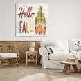 thumbnail image 2 of Hello Fall Cozy Tartan Gnome Holding Pumpkin Inspirational Graphic Art Gallery-Wrapped Canvas Print Wall Art, 2 of 7