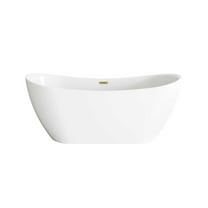 Elegant Kitchen and Bath 67 inch Bathtub in Glossy White with Brushed Gold Trim