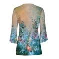 thumbnail image 5 of Hauts de Sortie Mode Été Col en V Manches 3/4 Imprimé T-shirt Décontracté Blouse Hauts Manches 3/4 pour Femmes en Solde, 5 of 5