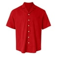 thumbnail image 4 of Huresd Men's Wrinkle Free Untucked Cuban Shirt Business Casual Button Down Tops Short Sleeve Solid Color Shirt Red M, 4 of 5