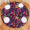 thumbnail image 2 of Pioneer Flower Floral Print Pattern Round Fitted Tablecloth with Elastic Edge,Dining Table Cover Waterproof,Outdoor Round Tablecloth for Camping,Dining,Indoor and Outdoor, 2 of 7