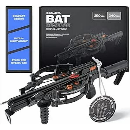 Ballista BAT Reverse L-Stock Crossbow  for Hunting, Fishing, Target – 340 FPS, 150 lbs