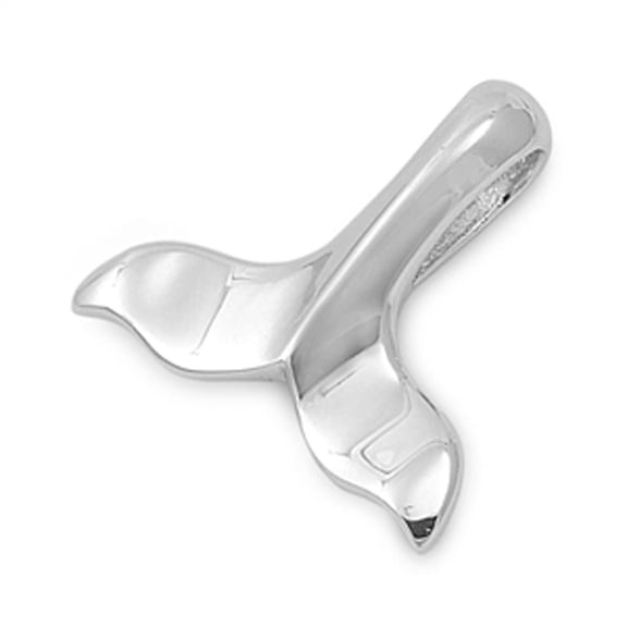Animal Shiny Whale Tail Pendant .925 Sterling Silver Ocean Nature Sealife Charm Jewelry Female