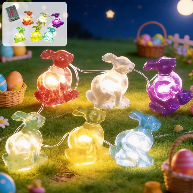 Sokhug Easter Decoration Bunny String Lights 10/20/30LED Copper Wire Fairy Lamp For Home Party Table Centerpiece 39/78/118in
