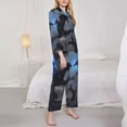 thumbnail image 3 of Kdxio Black And Blue Lightning Dragon Women's Pajama Sets Long Sleeve Button Down Sleepwear Nightwear Soft Pjs Lounge Sets-Medium, 3 of 7