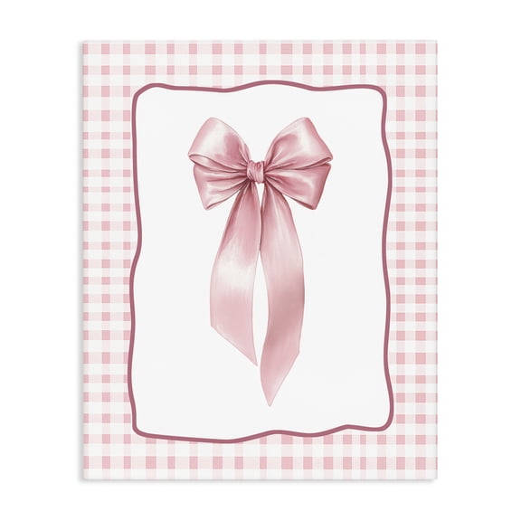 Stupell Industries Farmhouse Pink Gingham Ribbon Canvas Art, 16 x 20, by Christine Simpson Art