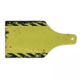 thumbnail image 1 of Vintage Yellow Cutting Board, Hazard Theme Caution Construction Tape Illustration with Grunge Look, Tempered Glass Cutting and Serving Board, Wine Bottle Shape, Yellow and Black, by Ambesonne, 1 of 1