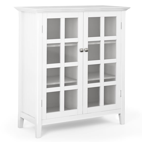 Simpli Home Acadian 39 inch Wide Solid Wood Transitional Storage Cabinet in White