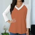 thumbnail image 7 of Hearthz Raglan 3/4 Sleevet Shirts for Women V Neck Baseball Jersey Patchwork Dressy Tops for Women Fall Cute Blouses for Women, 7 of 7