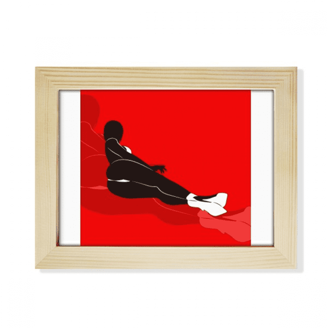 Acuéstate Rojo mujer hermosa Escritorio de madera Arte Pintura 6x8 pulgadas marco de foto foto