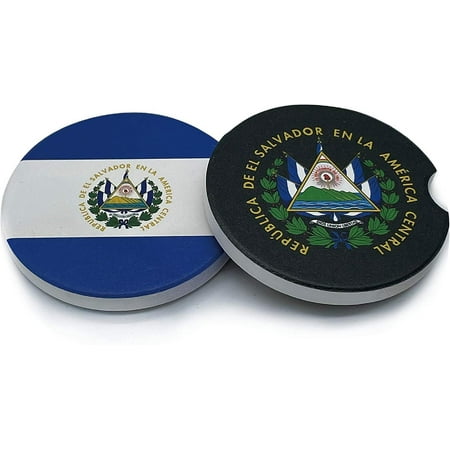 

Car Coasters 2 Pack El Salvador Flag Small 2.56 Stone Car Cupholder Absorbent Coaster Set Drink Cup Holder Coasters for Women Men