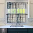 thumbnail image 3 of Gray Abstract Oil Painting Kitchen Curtains and Valances Set - 3 Piece Kitchen Curtains Sets with Valance for Windows Rod Pocket Machine Washable Kitchen Decor Decorations (54"x18"+2x27.5"x24"), 3 of 6