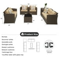 thumbnail image 6 of Cozyhom 10 Piece Brown Outdoor Patio Furniture Sets, Wicker Rattan Conversation Sofa Set with Beige Cushions for Backyard Balcony Garden Poolside Porch, 6 of 7