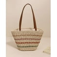 thumbnail image 2 of CoCopeaunts Straw Bag Women Summer Beach Bag Large Straw Tote Bag Handmade Woven Colored Striped Straw Shoulder Bag Handbag, 2 of 5