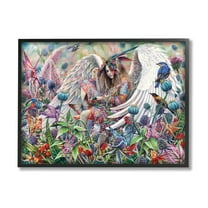 Stupell Industries Angel & Fairies Vivid Meadow Fairy Tales & Fantasy Painting Black Framed Art Print Wall Art