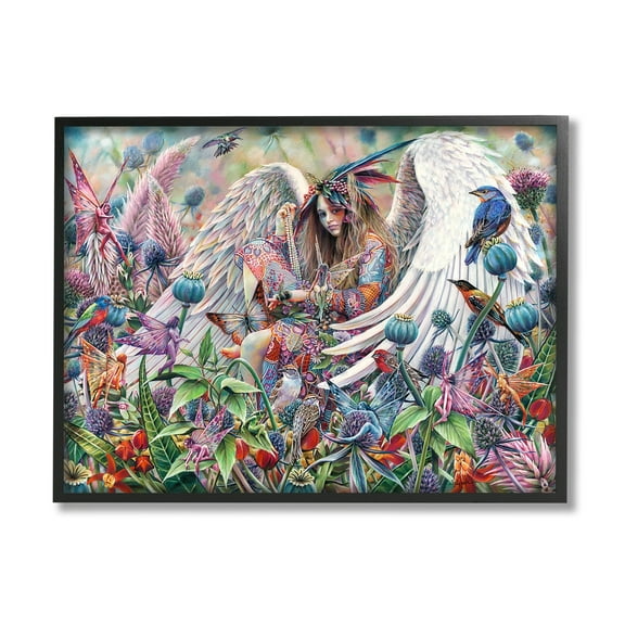 Stupell Industries Angel & Fairies Vivid Meadow Fairy Tales & Fantasy Painting Black Framed Art Print Wall Art