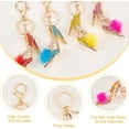 thumbnail image 4 of 4pcs 4 colors Fur Ball High Heels Shoes Rhinestones Pendant Keychain with Iron Finding Mixed color 13~13.5cm 1pc/color, 4 of 6