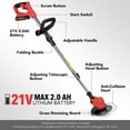 thumbnail image 5 of Cordless Weed Eater Grass Trimmer,3-in-1 Lightweight Push Lawn Mower & Edger Tool with 3 Types Blades,21V 2Ah Li-Ion Battery Powered for Garden and Yard (Red), 5 of 6