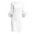thumbnail image 5 of Dolkfu Refreshing Womens Summer Dresses White Pull-on 3/4 Sleeve Crew Neck Bodycon Minimalist Solid Mid-Length Slim Dresses White,Xxl, 5 of 5
