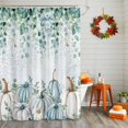 thumbnail image 2 of Shower Curtain 72"W x 72"L Fall Thanksgiving Pumpkins Eucalyptus Leaves Fabric Shower Curtains Set with Hooks Water Repellent Bathroom Curtains Machine Washable Bathroom Accessories, 2 of 6