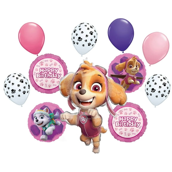 Skye and Everest Birthday Party Supplies Girl Paw Pups on Patrol Balloon Bouquet Decorations 11ct